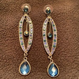 Pair of Blue Sparkle Faceted Drop Earrings